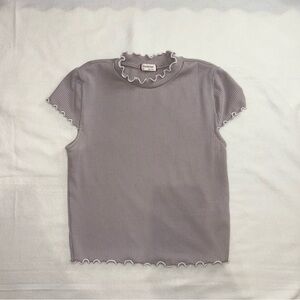 Sunday Best Ribbed Lettuce Trim Tee (XS)